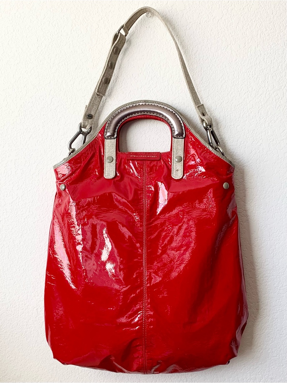 Stella McCartney patent red tote bag